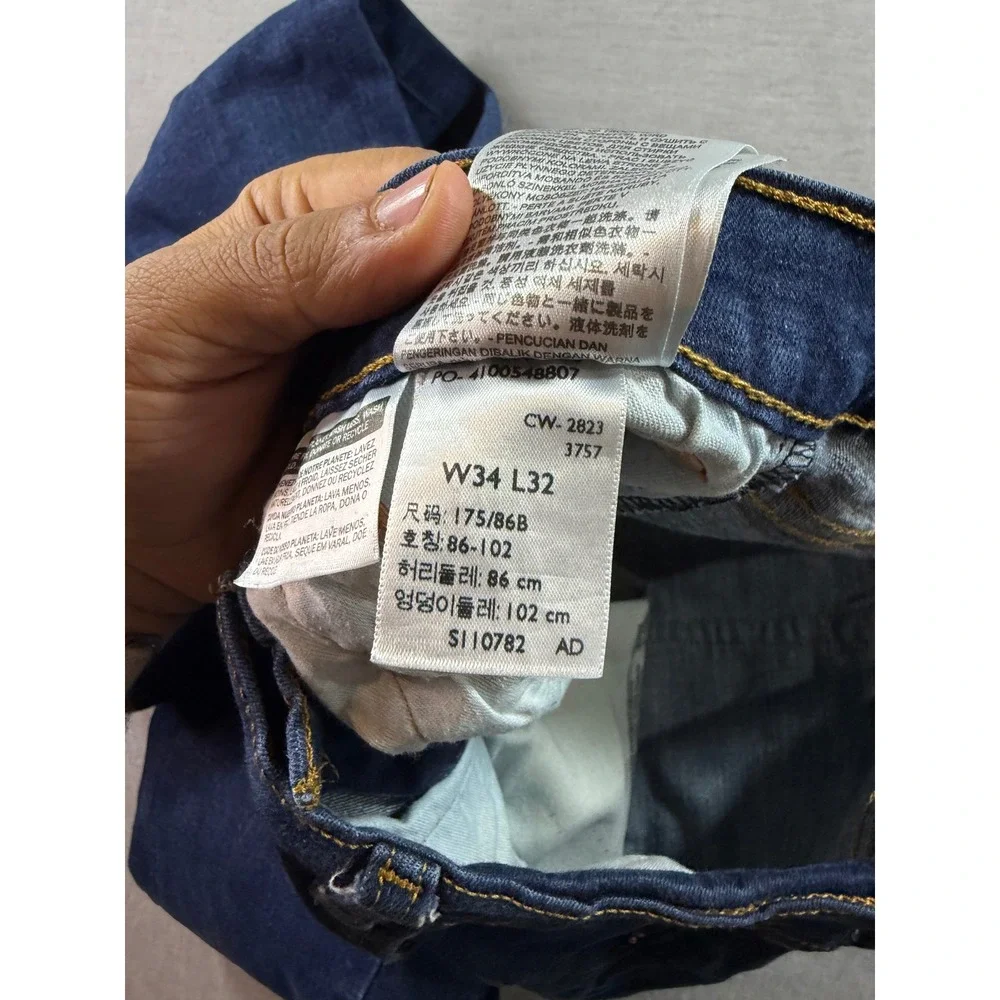 Levi's 501 Original Fit Jeans Mens 34x32 Blue Excellent Dark Wash Button Fly